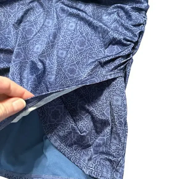 Athleta Women's blue purple boho print blouson dress, built in bra, strappy, S - Picture 5 of 8